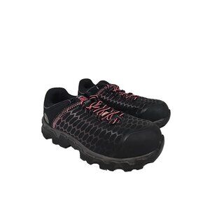 Timberland PRO Women's Powertrain Alloy-Toe Work Shoes A1RTM Black/Pink 7W